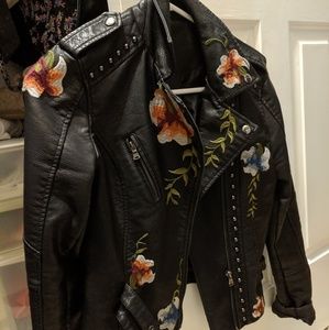 SOLD Embroidered faux leather jacket